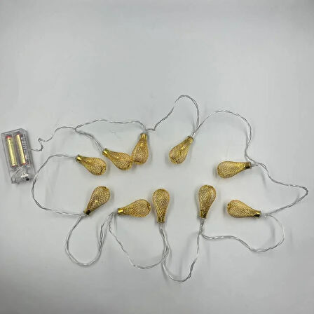 Armut Ampül Şekilli LED Işık - 10 Adet, 2 Metre, Pilli