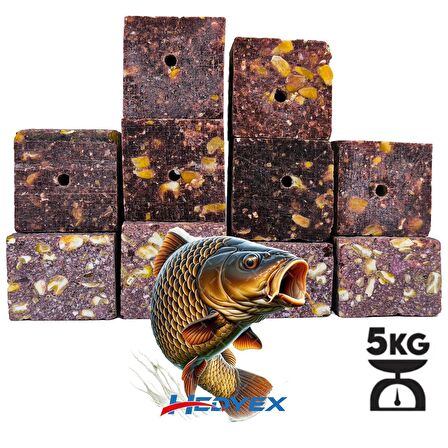 Hedyex 5Kg Sazan Küspesi Delikli Küp Çilekli Mısır Küspesi Kare