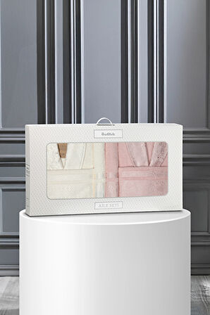 Özdilek Dori Aile Bornoz Seti 6 Parça Pudra-Krem