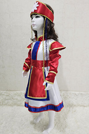 Moğolistan  Kostümü Kız Çocuk | Moğol Kız Çocuk Kıyafeti