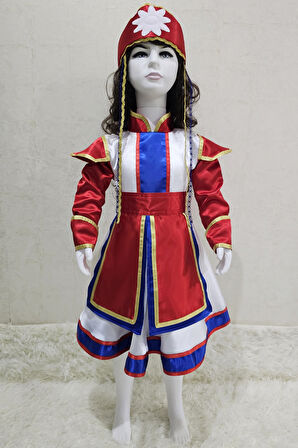 Moğolistan  Kostümü Kız Çocuk | Moğol Kız Çocuk Kıyafeti