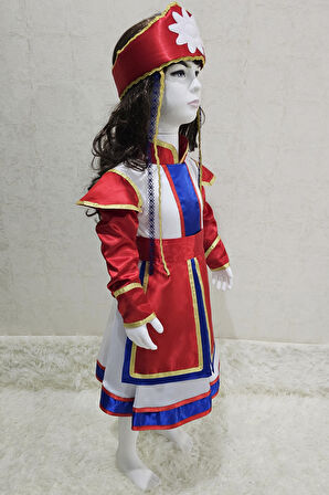 Moğolistan  Kostümü Kız Çocuk | Moğol Kız Çocuk Kıyafeti