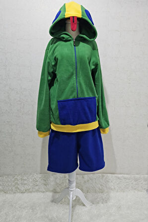 Kapüşonlu Cosplay Yeşil Kostüm Yetişkin | Video Oyunu Kapüşonlu Yeşil Kostüm Yetişkin