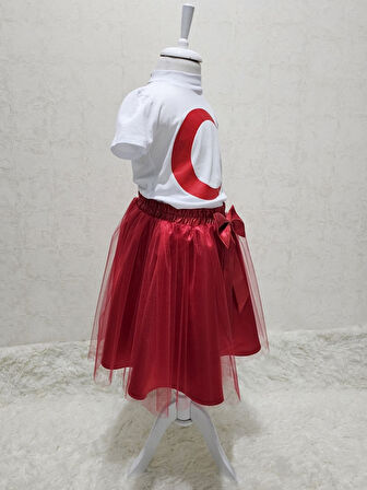 Ay Yıldızlı Tişört Kırmızı Tütü Etek Takım
