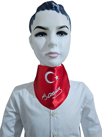 Ay Yıldızlı Atatürk İmzalı Fular