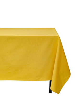 Sarı Renkli Pamuklu Dertsiz Duck Kumaş Masa Örtüsü 