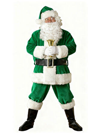 Yeşil Noel Baba Kostümü Yetişkin