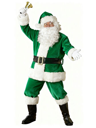 Yeşil Noel Baba Kostümü Yetişkin
