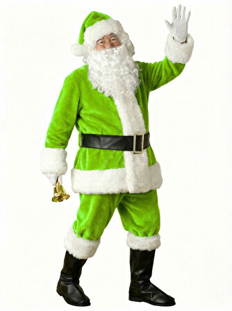 Açık Yeşil Noel Baba Kostümü Yetişkin