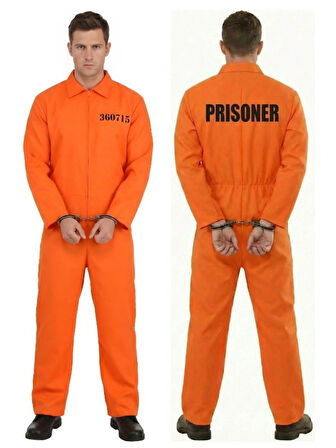 Turuncu Mahkum Kostümü | Yetişkin Hapishane Kıyafeti