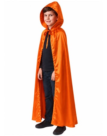 Halloween Kapüşonlu Turuncu Pelerin Çocuk