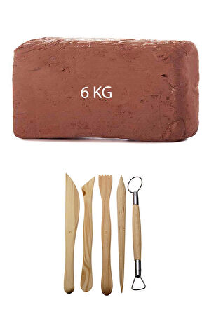 Kahve Çamur Kırmızı Kil Seramik Hamuru 6 kg Ebeşuar Seti Seramik Şekillendirme Seti