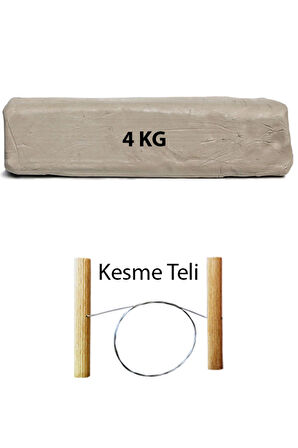 Beyaz Seramik Hamuru 4 kg Seramik Çamuru Çamur Kesme Teli Seramik Kili Şekillendirme Seti