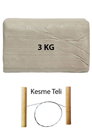 Beyaz Seramik Hamuru 3 kg Seramik Çamuru Çamur Kesme Teli Seramik Kili Şekillendirme Seti