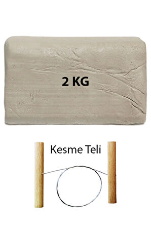 Beyaz Seramik Hamuru 2 kg Seramik Çamuru Çamur Kesme Teli Seramik Kili Şekillendirme Seti