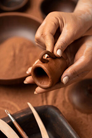 Kahverengi Seramik Hamuru 1 Kg Kırmızı Seramik Çamuru Toprak Doğal Kırmızı Kil Oyun Hamuru Çamuru