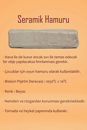 Beyaz Seramik Hamuru 2 kg Plastik Ebeşuar Seti Kil Seramik Çamuru Kesme Teli Seramik Rötuş Süngeri