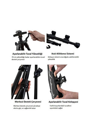 Opus 40 ml Yağlı Boya Seti 6 Renk 3 Ayaklı Şövale Seti Çantalı Metal Şövale 35x50 Tuval Fırça Seti