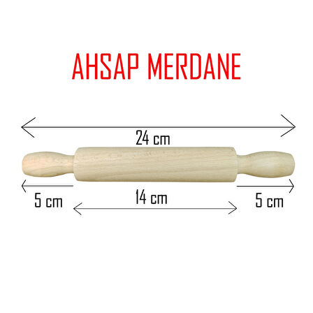 Ahşap Merdane 24 cm Kayın Mini Hobi Merdanesi Dayanıklı ve Şık Tasarım Seramik Hamuru Merdanesi