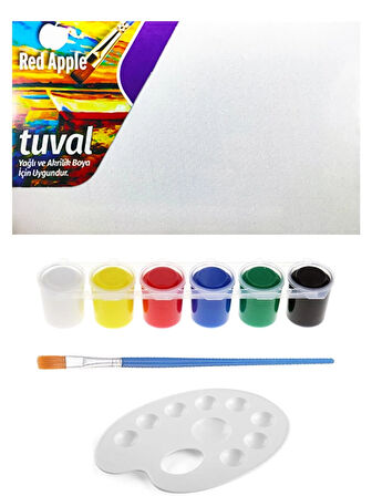 Guaj Boya Seti 6x15 ml 20x30 Tuval Öğrenci İçin Tuval Seti Etkinlik Seti