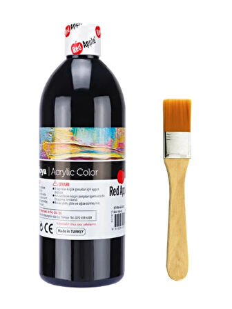 Siyah Akrilik Boya 500 Gram Zemin Fırça Ahşap Boyama Seti Akrilik Set