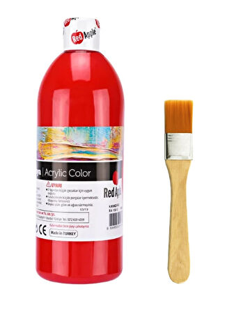Kırmızı Akrilik Boya 500 Gram Zemin Fırça Ahşap Boyama Seti Akrilik Set