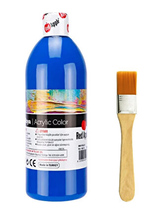 Mavi Akrilik Boya 500 Gram Zemin Fırça Ahşap Boyama Seti Akrilik Set