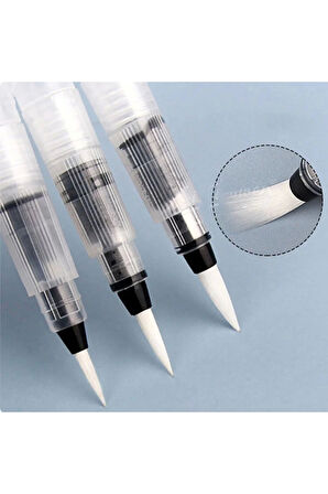 Su Hazneli Fırça Seti 3'lü Sulu Boya Kalemi Kaligrafi Hat Fırçası Sulu Boya Fırçası