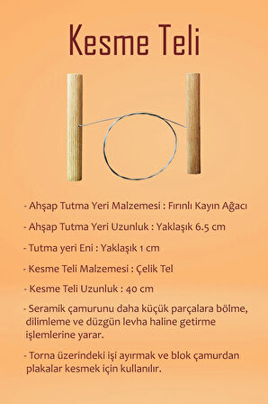 Beyaz Seramik Hamuru 2 kg Ebeşuar Seti Kil Seti Seramik Çamuru Seti Çamur Kesme Teli Seramik Kili