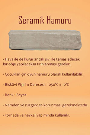 Beyaz Seramik Hamuru 1 kg Plastik Ebeşuar Seti Kil Seti Seramik Çamuru Çamur Kesme Teli Seramik Kili