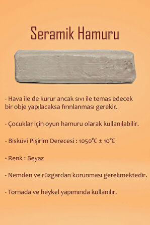 Beyaz Seramik Hamuru 2 kg Plastik Ebeşuar Seti Kil Seti Seramik Çamuru Çamur Kesme Teli Seramik Kili