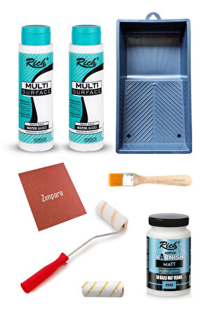Rich Multi Surface Antik Beyaz 1000cc Dolap Boyama Seti Mobilya Boyama Ahşap Boyama Mat Vernik 250cc