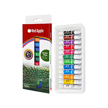 Red Apple Akrilik Boya Seti 12'li 3 Ayaklı Şövale Metal Şövale Seti 35x50 Tuval Seti Boyama Seti