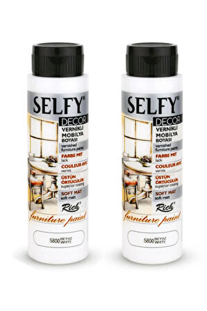 Selfy Decor Beyaz 1000 cc (1400 gr) Vernikli Boya Dolap Boyama Seti Mobilya Boyası Set