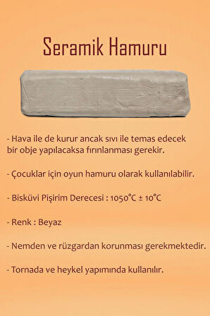 Beyaz Seramik Hamuru 1 kg Kil Ebeşuar Seti 6x15 ml Guaj Boya Seti Düz Fırça Seramik Kili Oyun Hamuru
