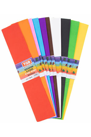TGB Krapon Kağıdı 10lu Karışık Renk 50 x 150 cm Korumalı Yaylı Okul Makası Okul Kırtasiye Seti