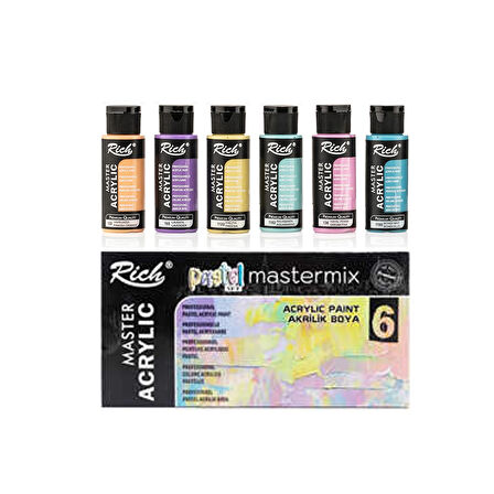 Mastermix Akrilik Boya Seti 6 Pastel Renk Masaüstü Şövale Seti Tuval Seti 35x50 Plastik Spatül Seti