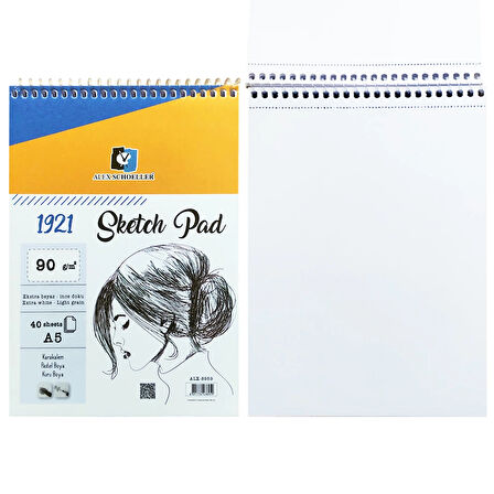 Alex Schoeller A5 Eskiz Defteri 90g Eskiz Seti Dereceli Kalem Set Kuruboya 12li Karakalem Çizim Seti