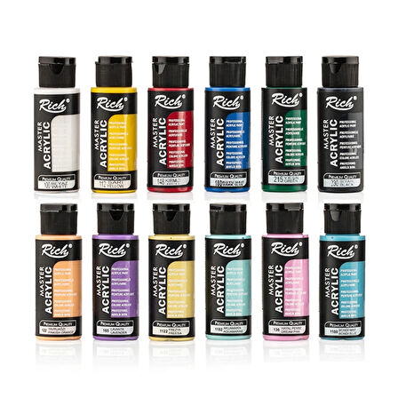 Mastermix Akrilik Boya Seti 6 Ana Renk 6 Pastel Renk Masaüstü Şövale Tuval Seti 35x50 Plastik Spatül