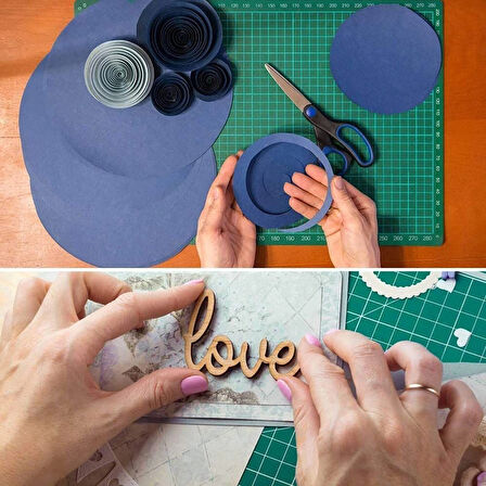 Acuto Çift Taraflı Kesim Altlığı A3 Kesim Matı Kretuar Bıçağı 5 Yedek Çelik Cetvel 30cm A3 Kesim Set