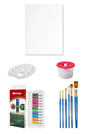 Red Apple Akrilik Boya Seti 9 ml 12 Renk Tuval Seti 25x35 Cm