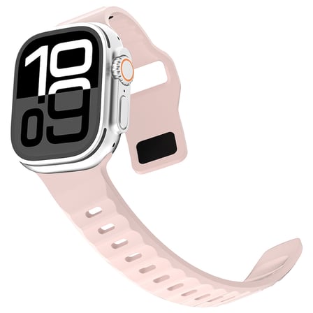 Watch 7 45mm Kordon Kordon Çift Renk Özel Tasarım KRD-160 Silikon Strap Kayış Açık Pembe