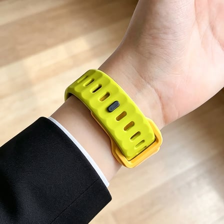 Watch 7 45mm Kordon Kordon Çift Renk Özel Tasarım KRD-160 Silikon Strap Kayış Sarı-Yeşil