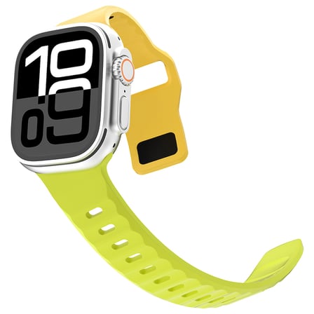 Watch 7 45mm Kordon Kordon Çift Renk Özel Tasarım KRD-160 Silikon Strap Kayış Sarı-Yeşil