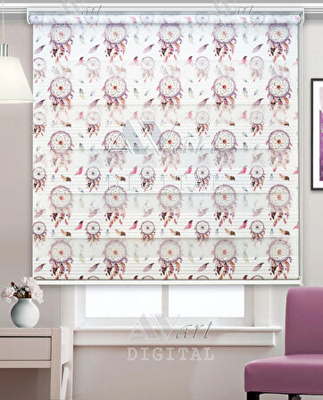 Düş Kapanı Kuş Tüyü Baskılı Zebra Perde - Dijital Baskılı Zebra Stor Perde