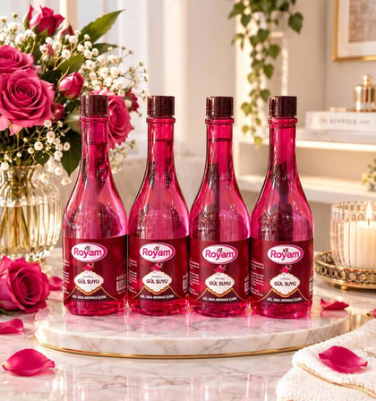 4 Lü Seruse Gıdaya Eklenebilir İçilebilir Gül Suyu 400 ml Gıdaya Uygun Gül Aromalı