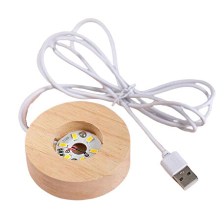 Uretti - Okay 5711 1205 Işıklı Ahşap Kare Kaideli Yağmur Bulut Temalı Cam Küre / 6 Cm