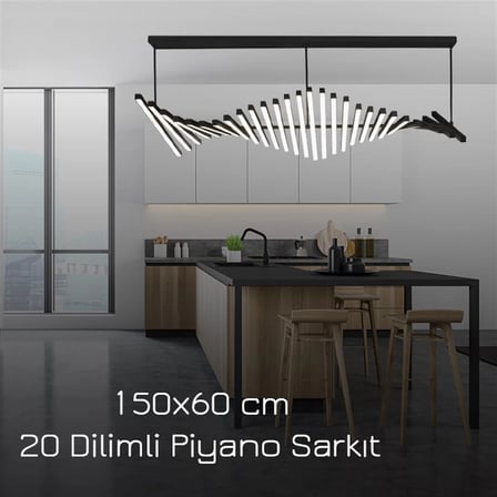 Piyano Siyah Beyaz Işıklı Ledli Sarkıt Avize & Piyano Avize - Ledli Avize