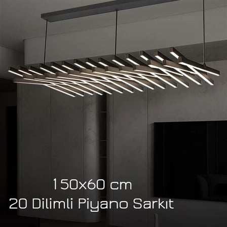 Piyano Siyah Beyaz Işıklı Ledli Sarkıt Avize & Piyano Avize - Ledli Avize