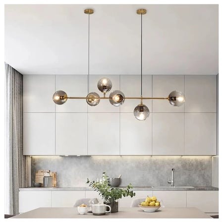Colye Modern Siyah Metal Camlı Sarkıt Avize & Sarkıt Avize - Ofis Avize ve Yemek Odası Avize